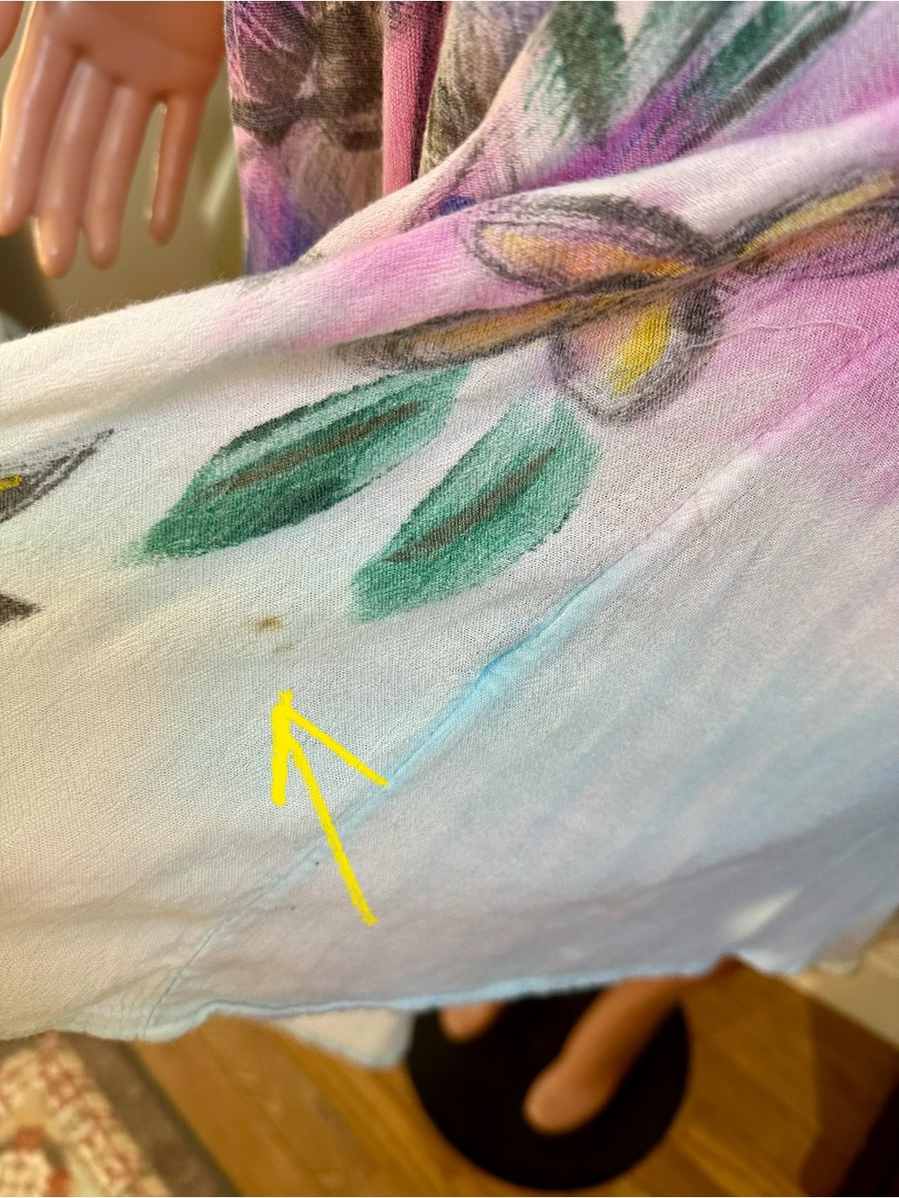 Sleeveless Floral Tie-Dye Swing Dress in Pink, Blue & Yellow - Picture 13 of 14